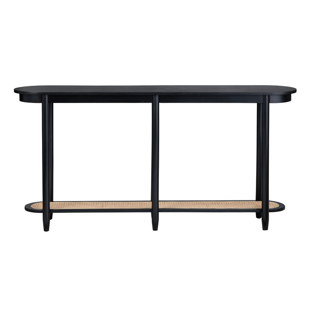 Crestview Pex Sofa Console Table | 64’’ Round Edges w Shelf | Black CCL-CVFDR1039