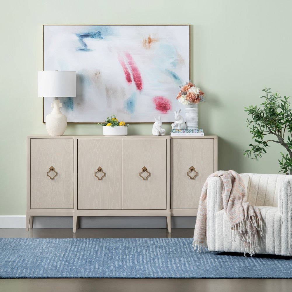 Crestview Lesi Media Sideboard Cabinet | 4 Doors | 76’’ Beige CCL-CVFDR1041