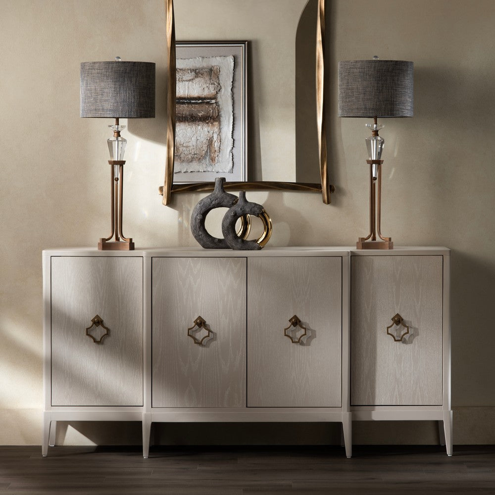 Crestview Lesi Media Sideboard Cabinet | 4 Doors | 76" Beige