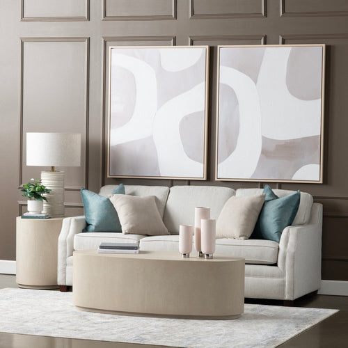 Crestview Lesi Cocktail Table | 57" Oblong Top Platform Base | Beige