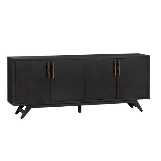 Crestview Nori Media Credenza Sideboard | 4 Doors | 80" Black & Gold
