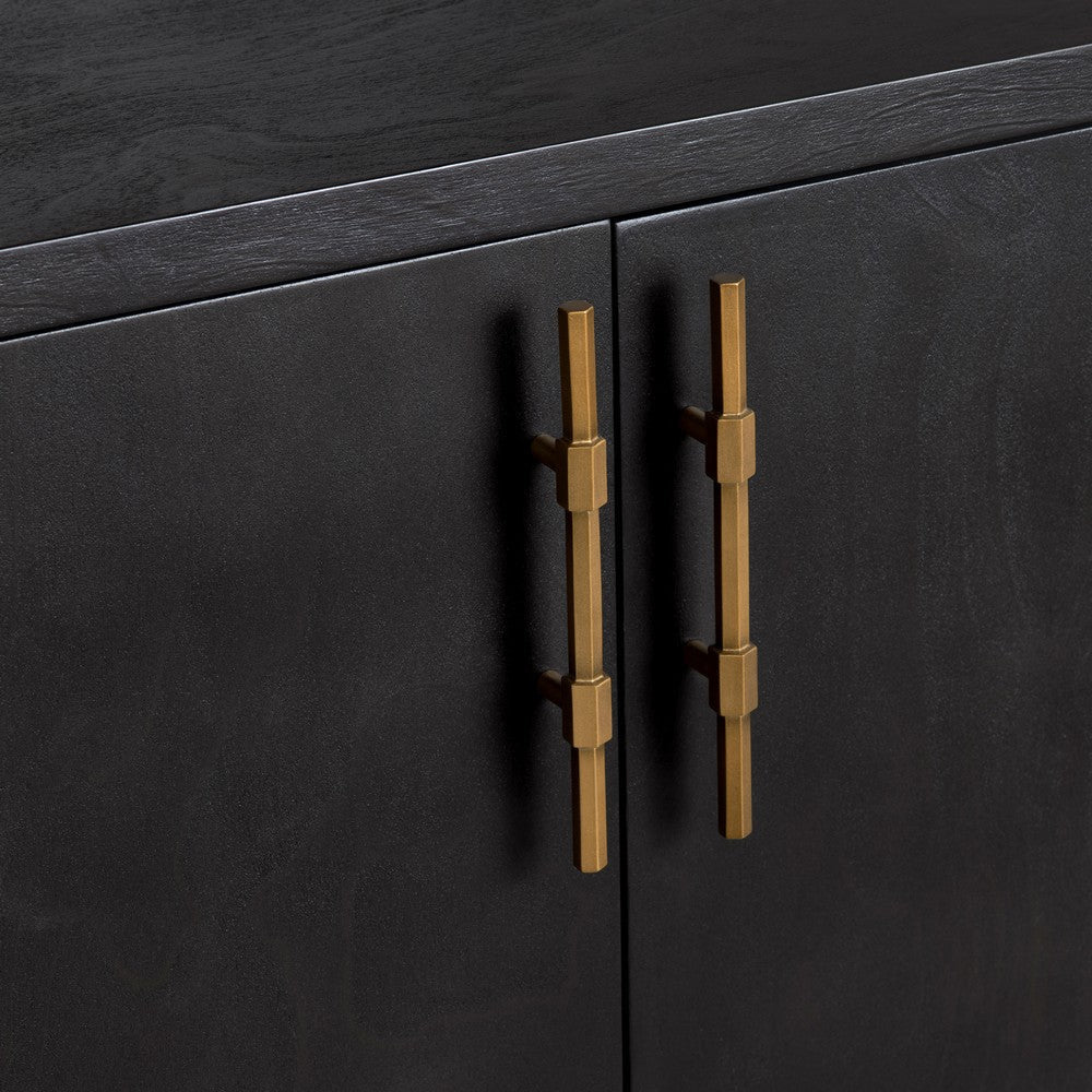 Crestview Nori Media Credenza Sideboard | 4 Doors | 80’’ Black & Gold CCL-CVFDR1044