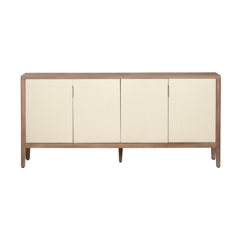 Crestview Lori Sideboard Cabinet | 4 Cream Reeded Doors | 74’’ Brown CCL-CVFDR1045