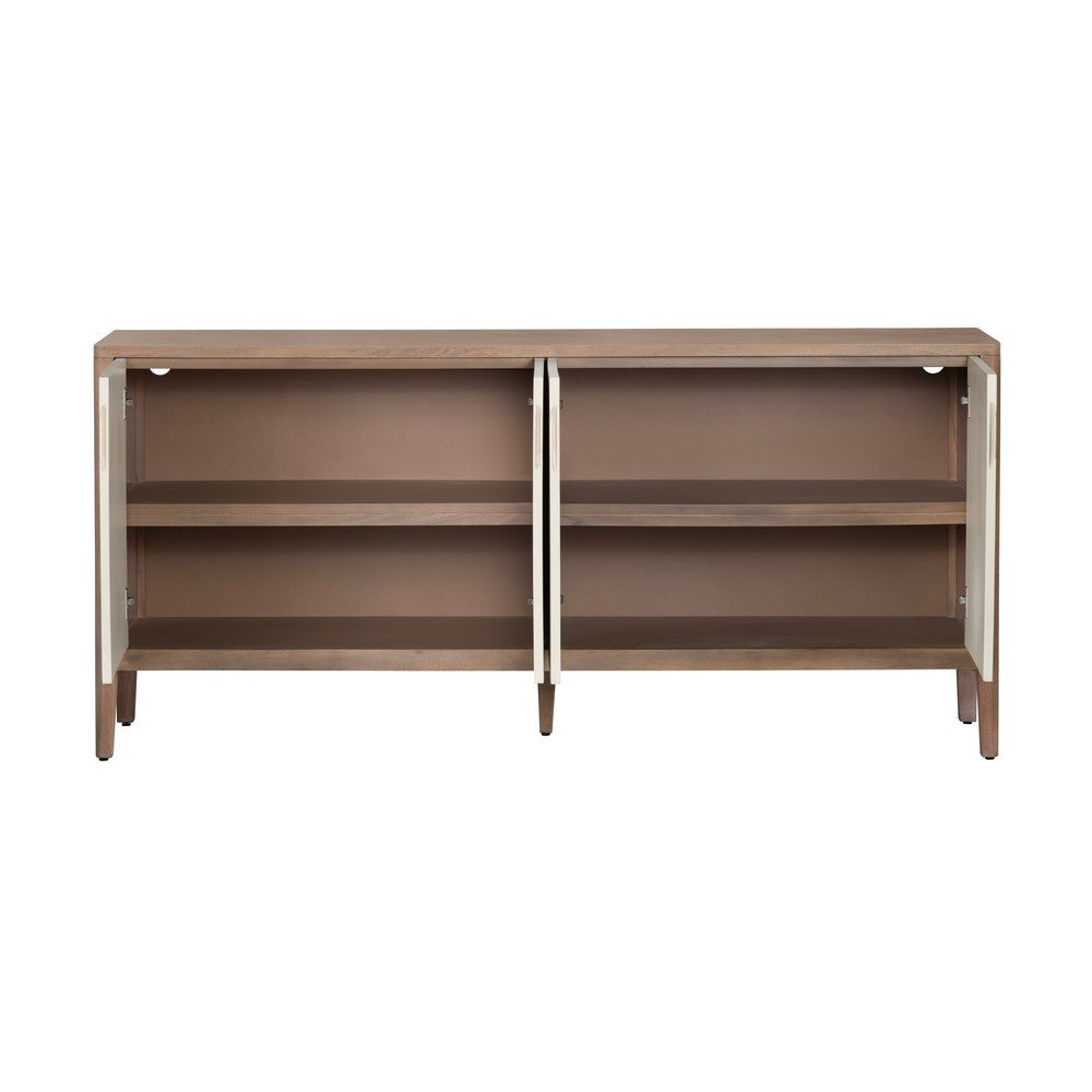 Crestview Lori Sideboard Cabinet | 4 Cream Reeded Doors | 74’’ Brown CCL-CVFDR1045
