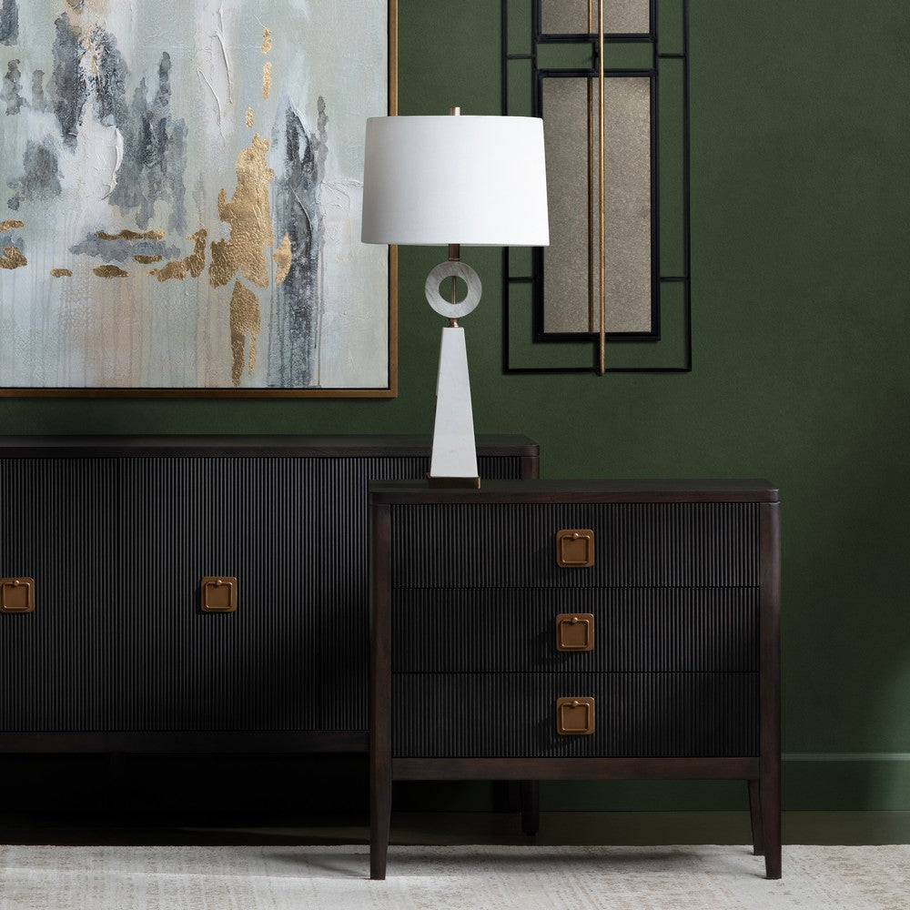 Crestview Weo Chest | 3 Drawers Chest Oversize Nightstand | Black Reeded Bayur Wood CCL-CVFDR1048