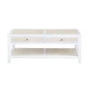 Crestview Seny Cocktail Coffee Table | 2 Rattan Drawers | 50’’ Whitewash CCL-CVFDR1150
