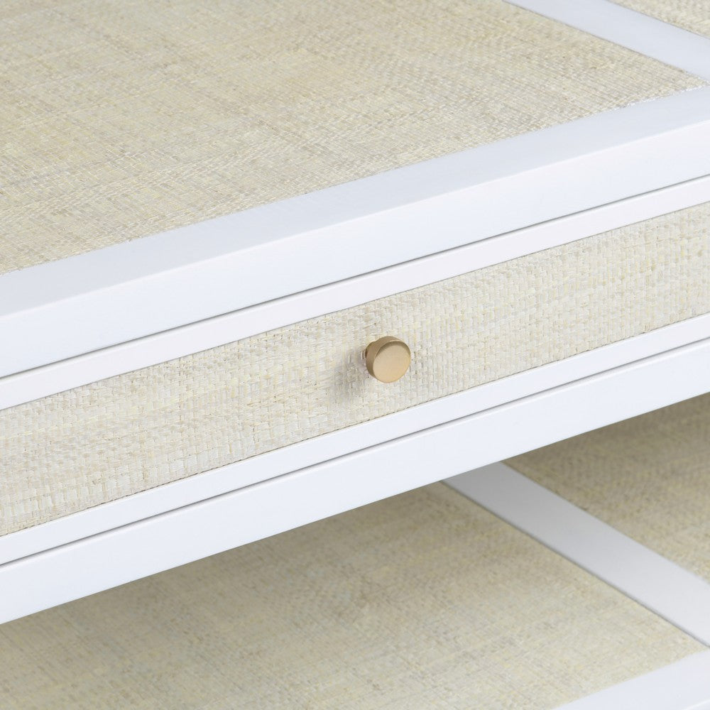Crestview Seny Cocktail Coffee Table | 2 Rattan Drawers | 50’’ Whitewash CCL-CVFDR1150