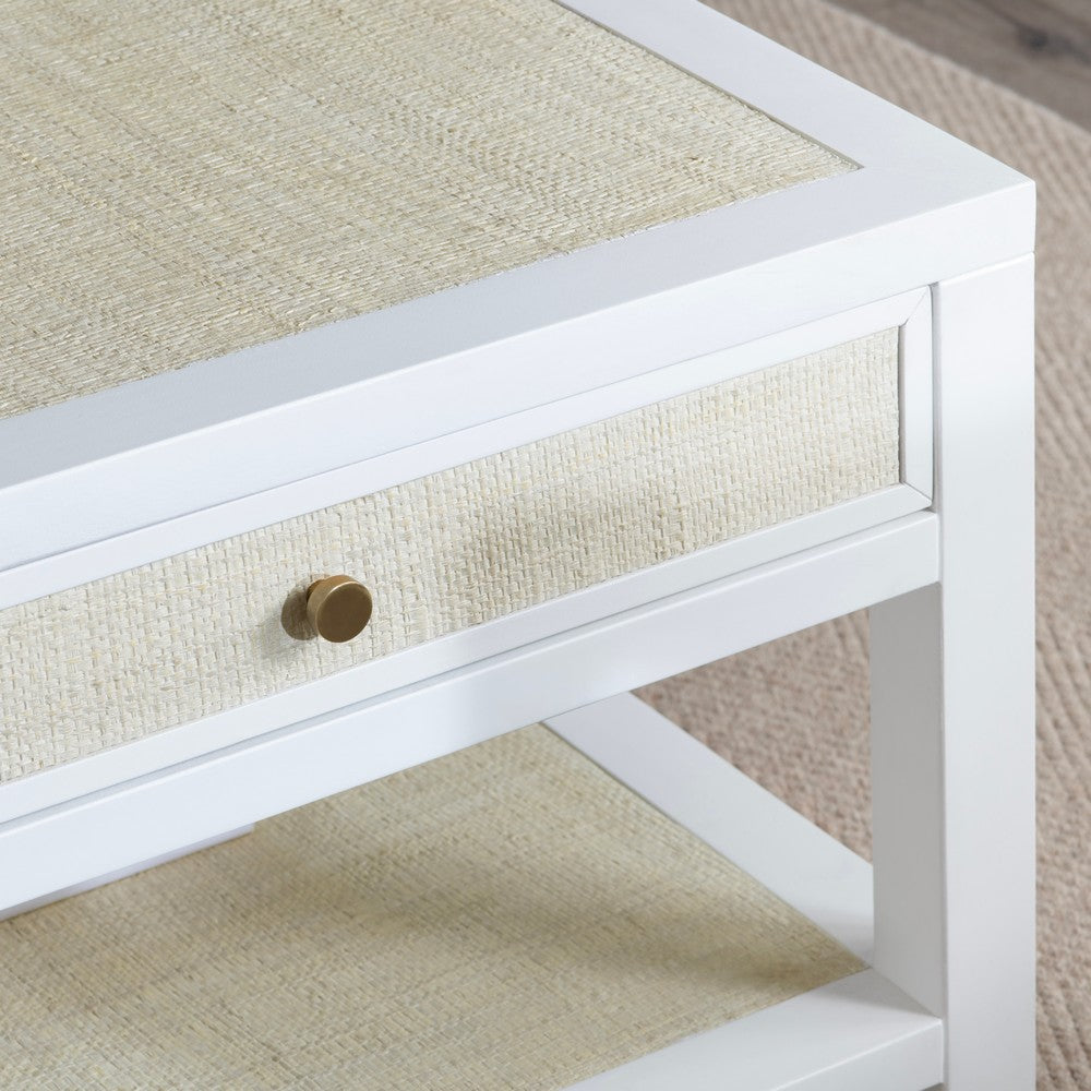 Crestview Seny Cocktail Coffee Table | 2 Rattan Drawers | 50’’ Whitewash CCL-CVFDR1150