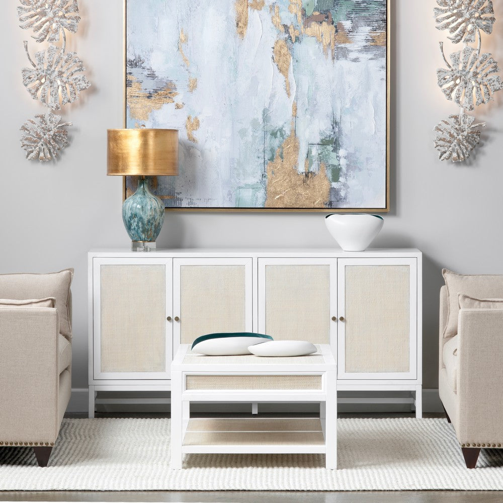 Crestview Seny Cocktail Coffee Table | 2 Rattan Drawers | 50’’ Whitewash CCL-CVFDR1150