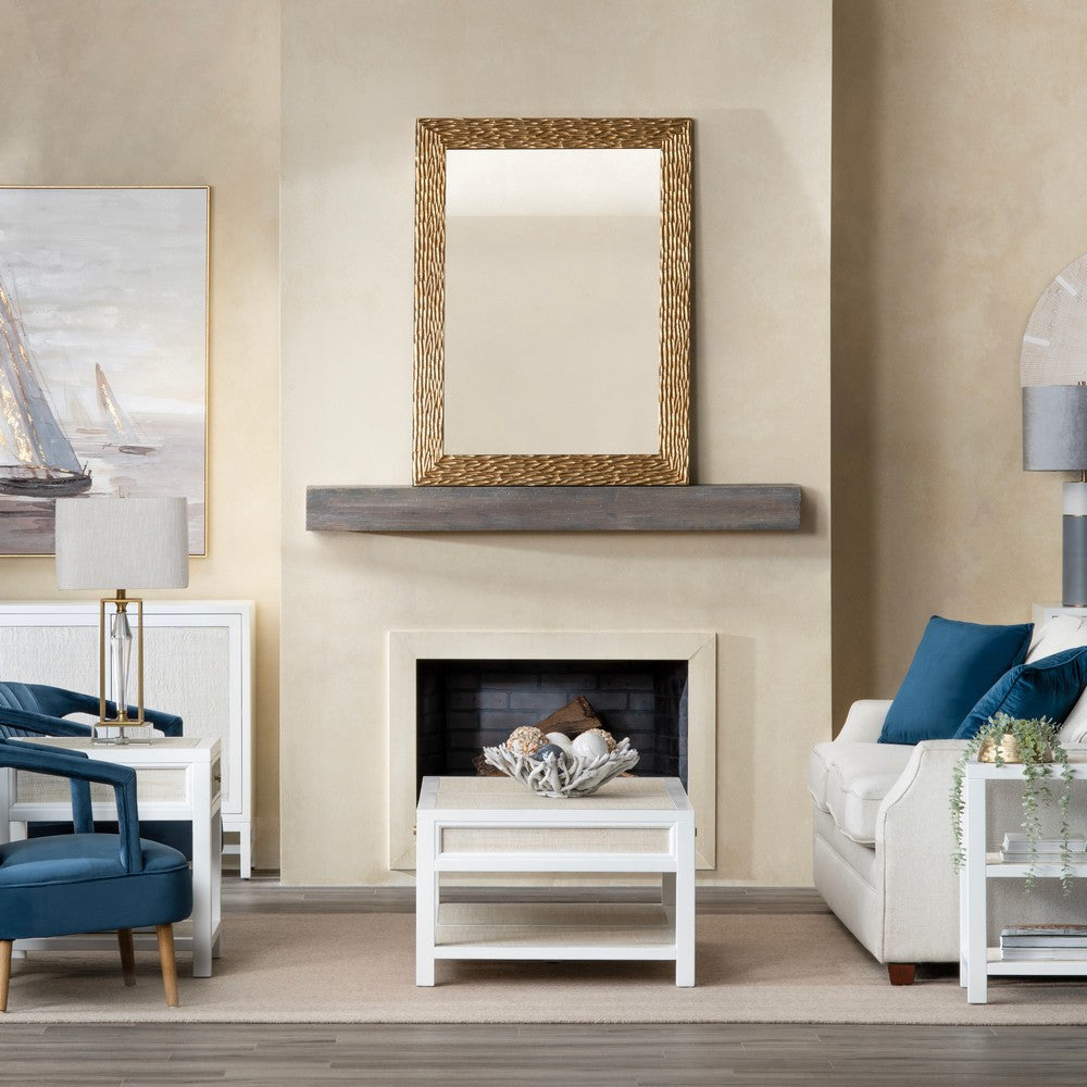 Crestview Seny Cocktail Coffee Table | 2 Rattan Drawers | 50" Whitewash