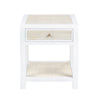 Seny 24’’ Side End Table | 1 Drawer w Raffia Open Shelf | White Wood CCL-CVFDR1151