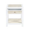 Seny 24’’ Side End Table | 1 Drawer w Raffia Open Shelf | White Wood CCL-CVFDR1151