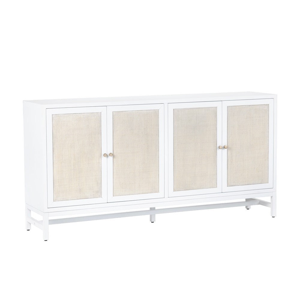 Crestview Seny Sideboard Cabinet | 4 Rattan Doors | 72’’ Wide Whitewash CCL-CVFDR1153