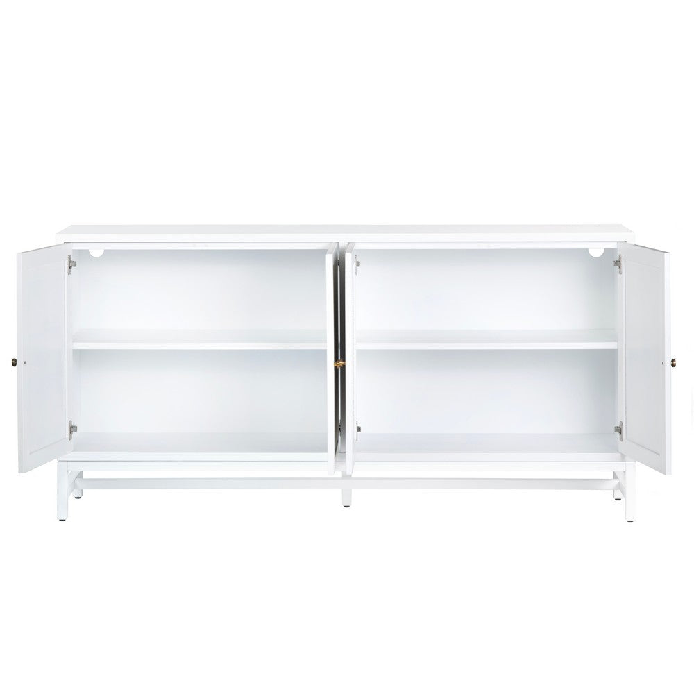 Crestview Seny Sideboard Cabinet | 4 Rattan Doors | 72’’ Wide Whitewash CCL-CVFDR1153