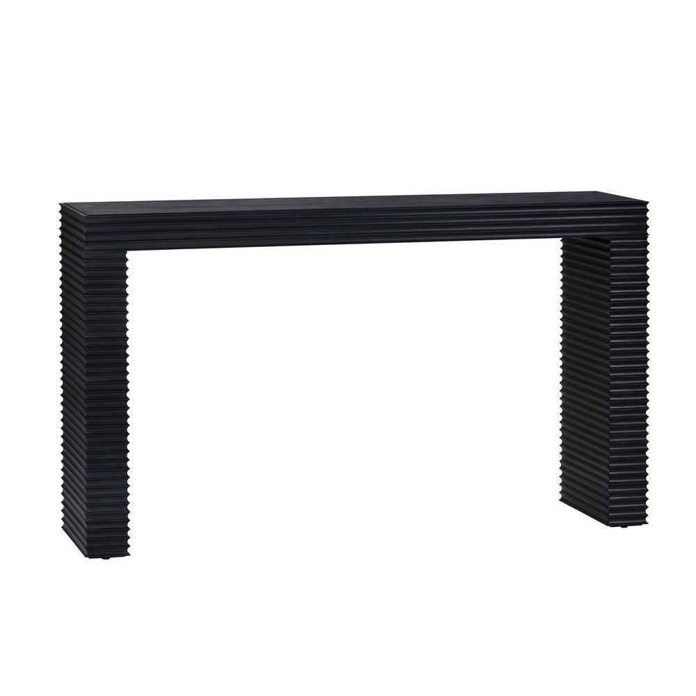 Crestview Rixa Sofa Console Table | 56’’ Top | Black Ribbed Solid Wood CCL-CVFDR1155