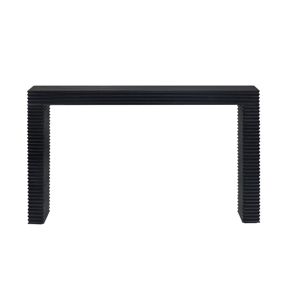 Crestview Rixa Sofa Console Table | 56’’ Top | Black Ribbed Solid Wood CCL-CVFDR1155