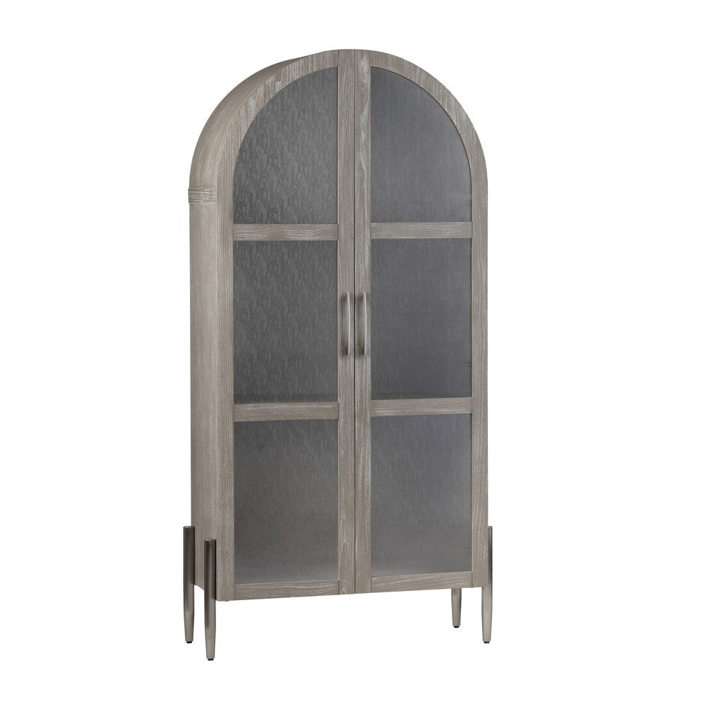 Crestview Feo Curio Cabinet | 2 Arch Glass Doors | 80’’ | Khaki Brown CCL-CVFDR1157