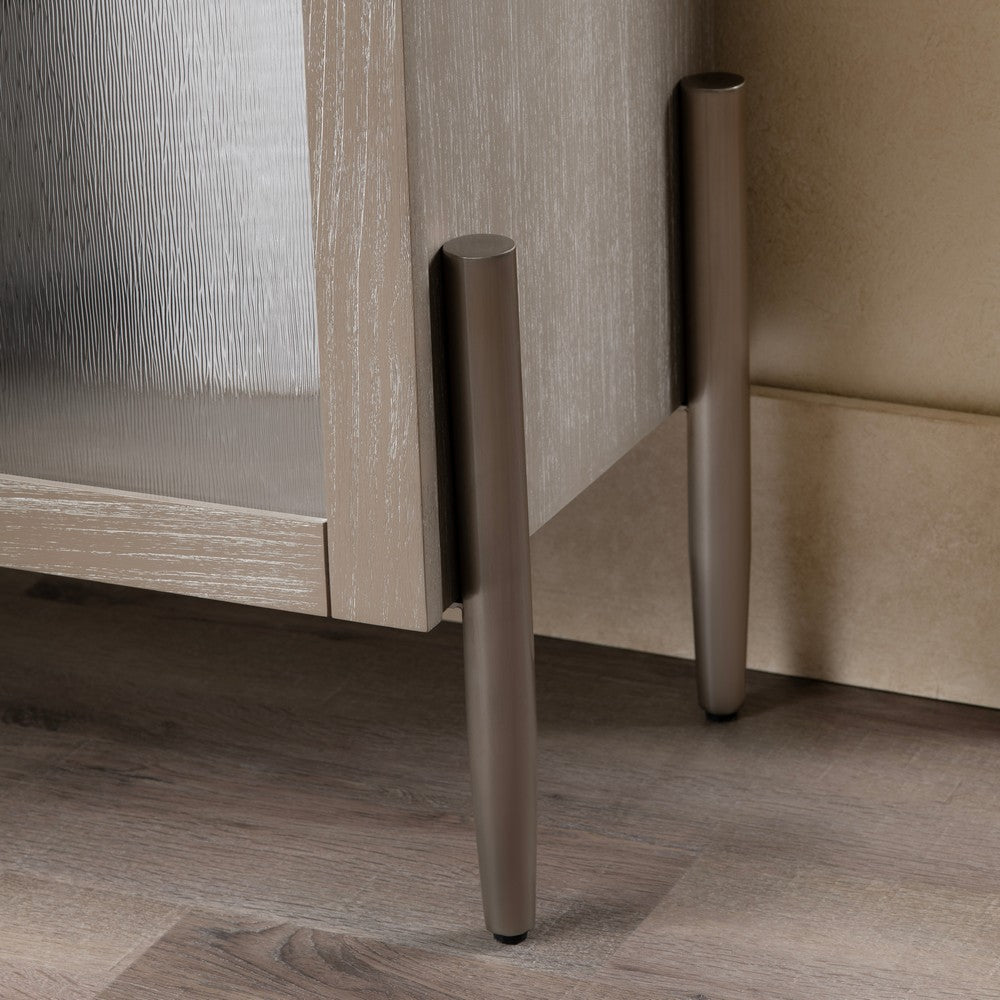 Crestview Feo Curio Cabinet | 2 Arch Glass Doors | 80’’ | Khaki Brown CCL-CVFDR1157