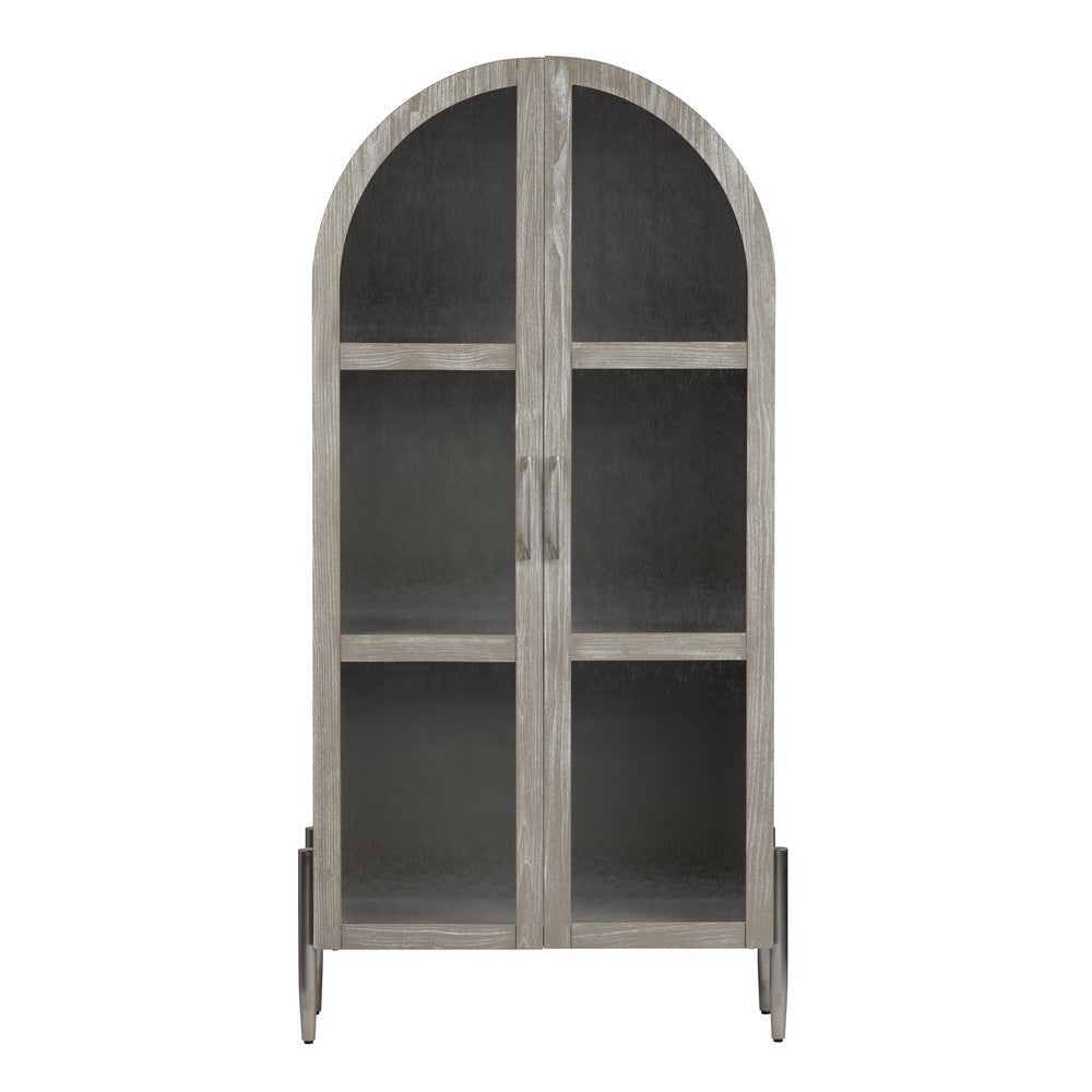 Crestview Feo Curio Cabinet | 2 Arch Glass Doors | 80’’ | Khaki Brown CCL-CVFDR1157