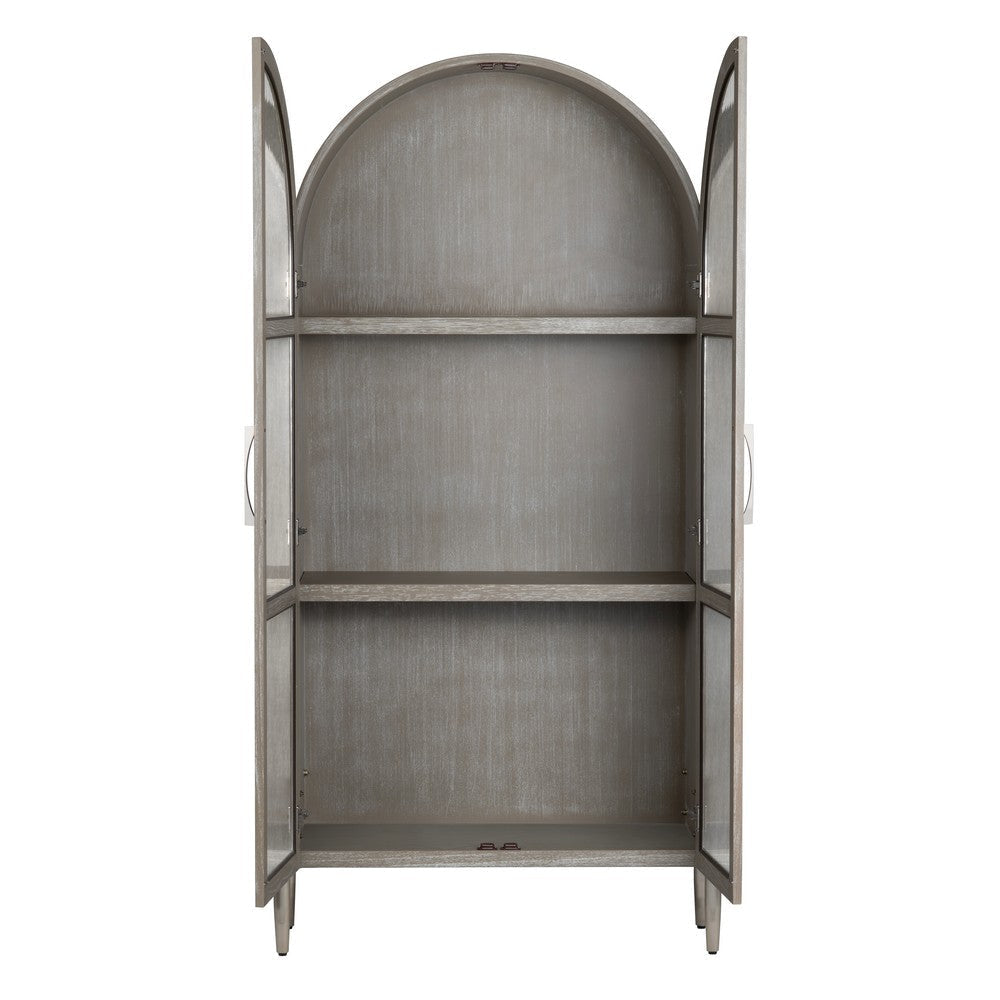 Crestview Feo Curio Cabinet | 2 Arch Glass Doors | 80’’ | Khaki Brown CCL-CVFDR1157