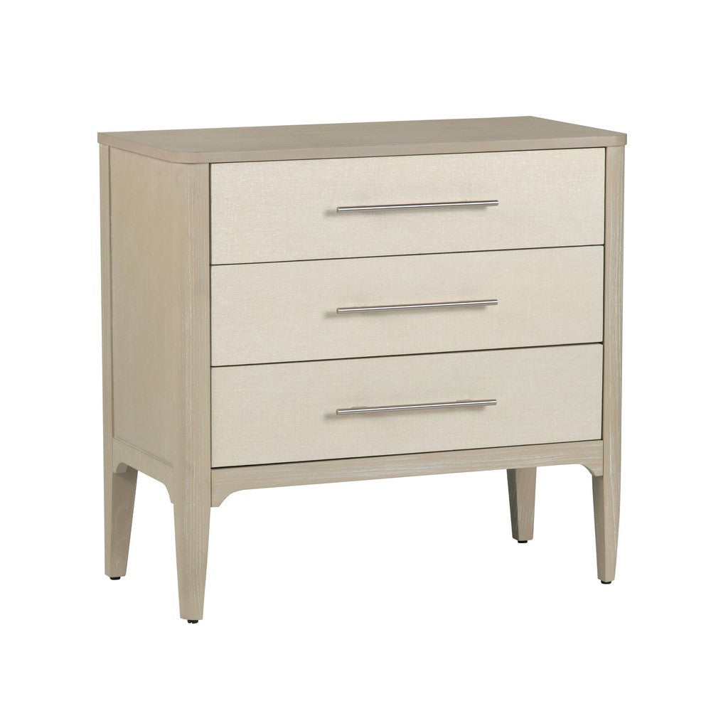Crestview Seo 3 Drawer Oversize Nightstand Chest | Off White Raffia Tan CCL-CVFDR1159