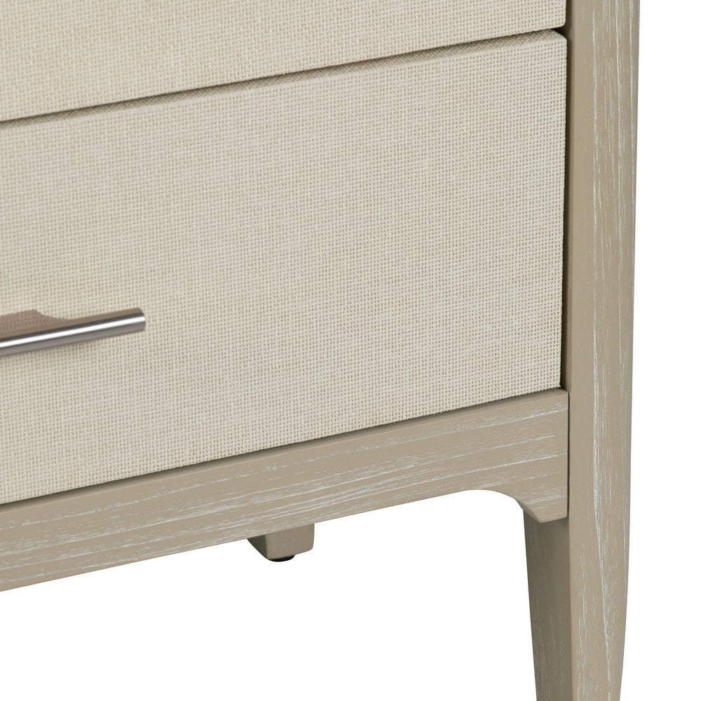 Crestview Seo 3 Drawer Oversize Nightstand Chest | Off White Raffia Tan CCL-CVFDR1159