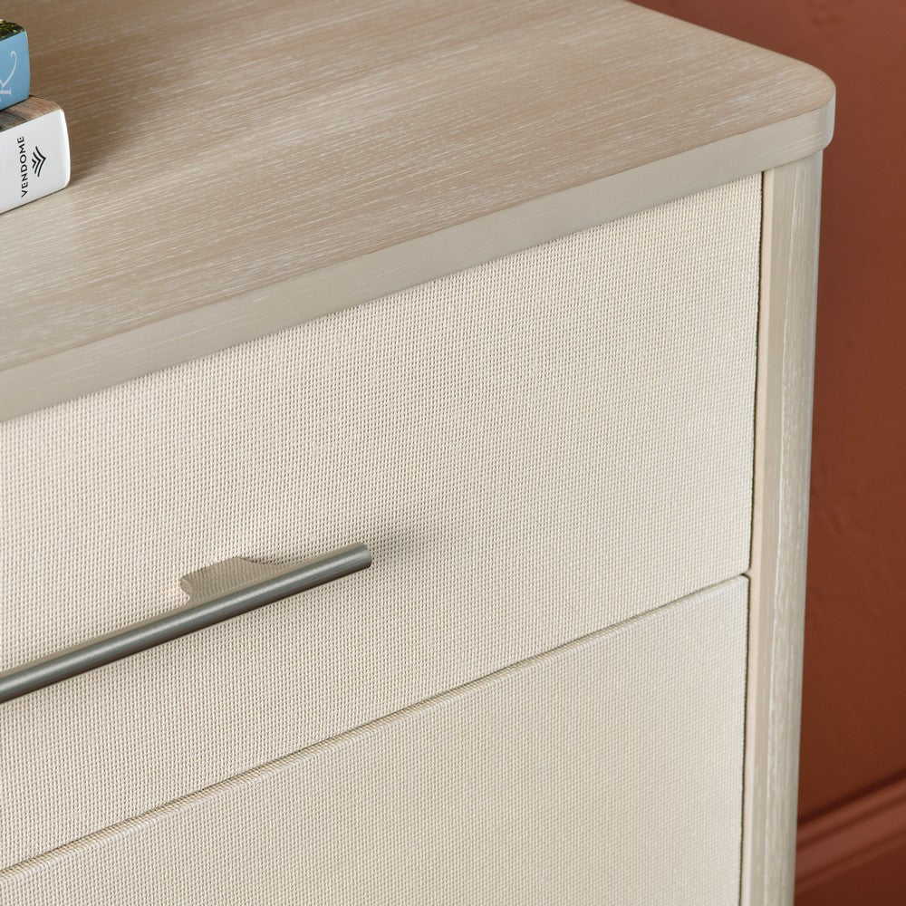 Crestview Seo 3 Drawer Oversize Nightstand Chest | Off White Raffia Tan CCL-CVFDR1159