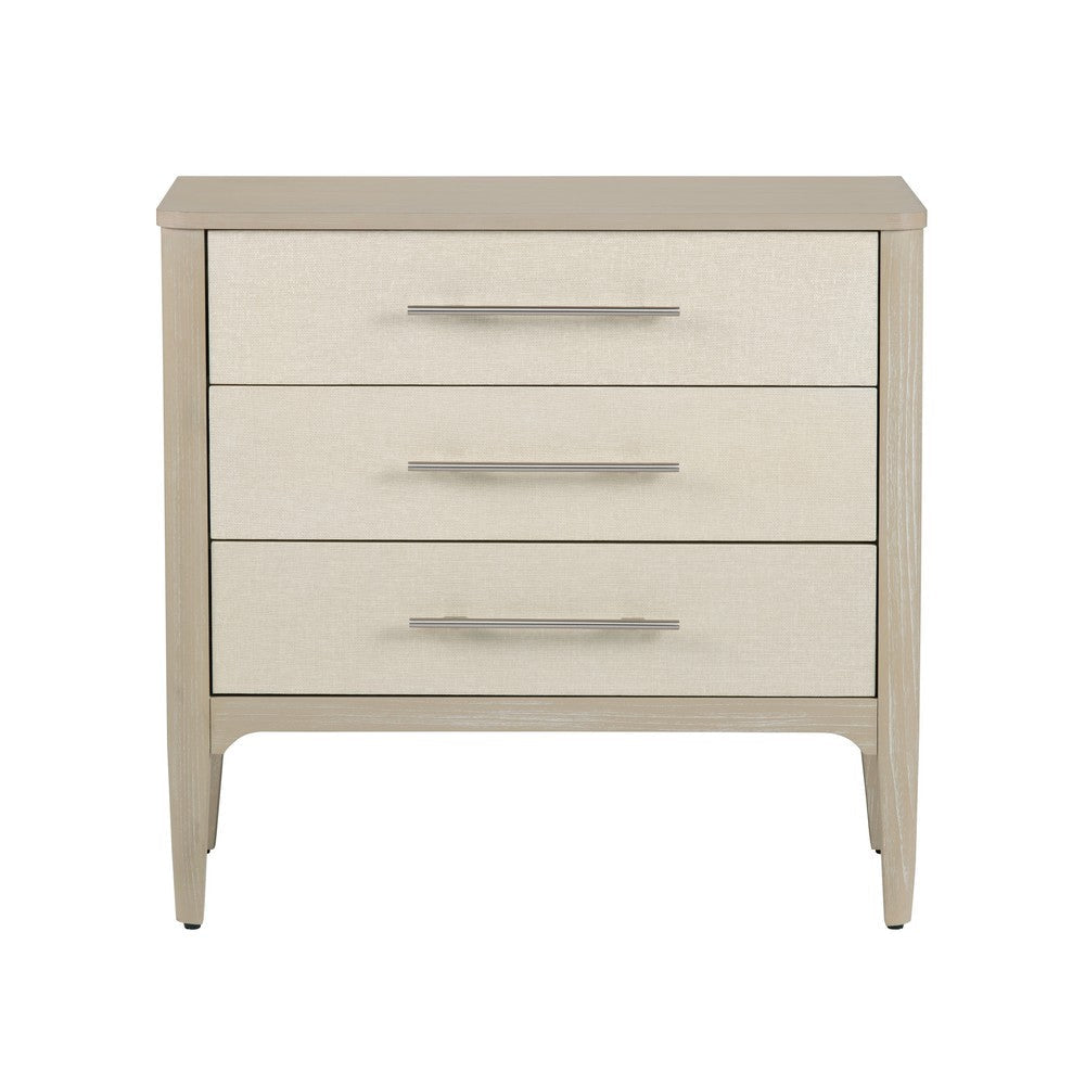 Crestview Seo 3 Drawer Oversize Nightstand Chest | Off White Raffia Tan CCL-CVFDR1159