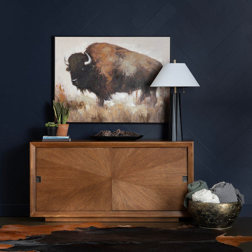 Crestview Roy Sideboard Cabinet | 2 Sliding Doors | Brown | 65"