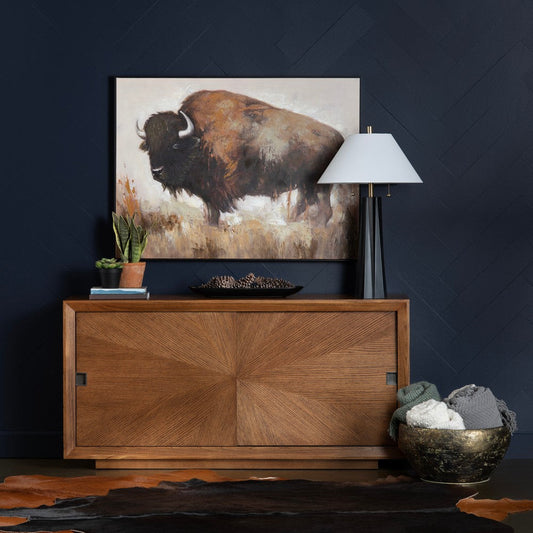 Crestview Roy Sideboard Cabinet | 2 Sliding Doors | Brown | 65"