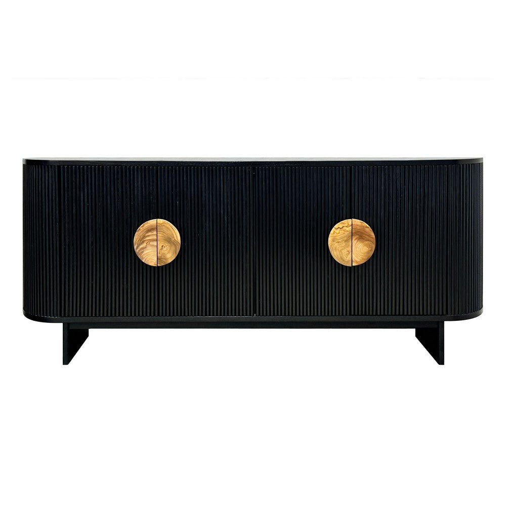 Crestview Paly Sideboard Buffet Cabinet | 82’’ | 4 Ridged Doors | Black CCL-CVFDR1171