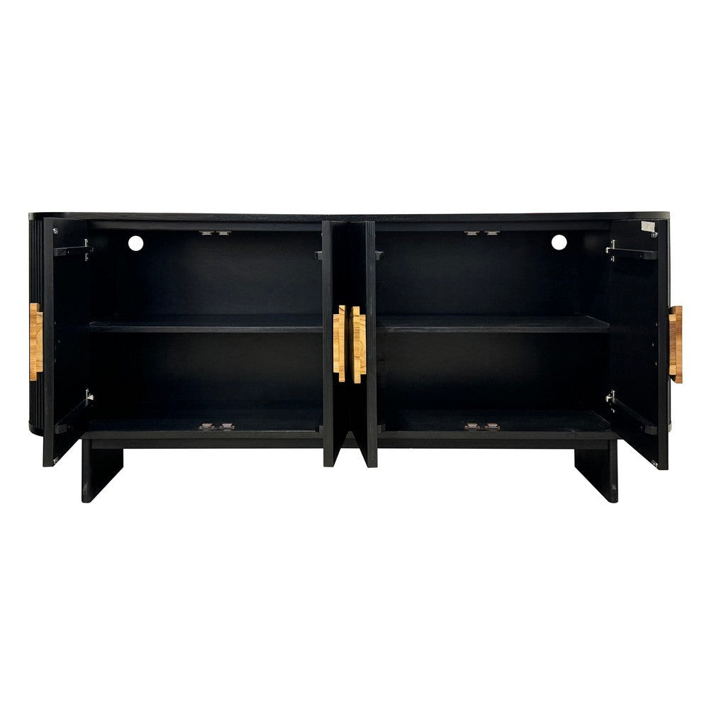 Crestview Paly Sideboard Buffet Cabinet | 82’’ | 4 Ridged Doors | Black CCL-CVFDR1171