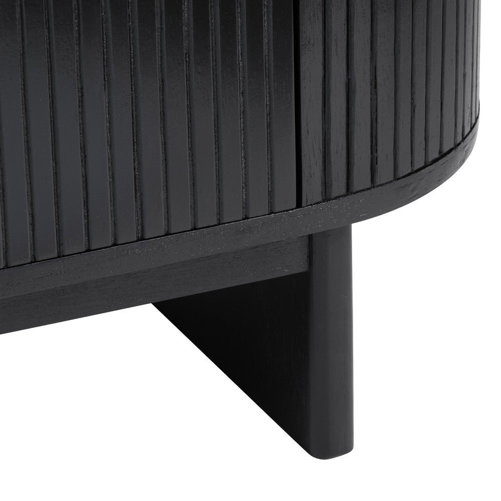 Crestview Paly Tall Cabinet | 2 Ridged Doors w Wood Handles | Black CCL-CVFDR1172