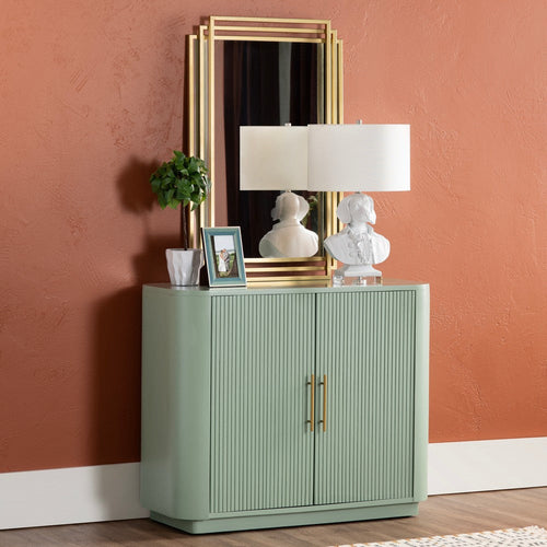 Crestview Juli 39" Sideboard Cabinet | 2 Ridged Doors | Aqua Green