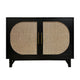 Crestview Siny 46’’ Cabinet | 2 Rattan Doors | Polished Black Wood CCL-CVFDR1176