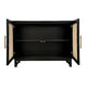 Crestview Siny 46’’ Cabinet | 2 Rattan Doors | Polished Black Wood CCL-CVFDR1176