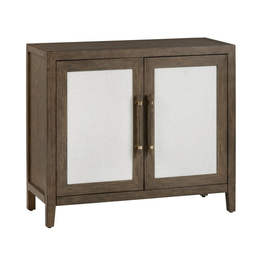 Crestview Finy 39" Media Cabinet | 2 White Cane Rattan Doors | Brown