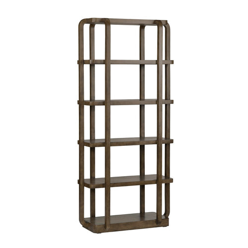 Crestview Decy Etagere Bookcase w 5 Open Shelves | Round Edges | Brown