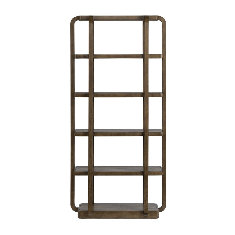 Crestview Decy Etagere Bookcase w 5 Open Shelves | Round Edges | Brown CCL-CVFDR1207