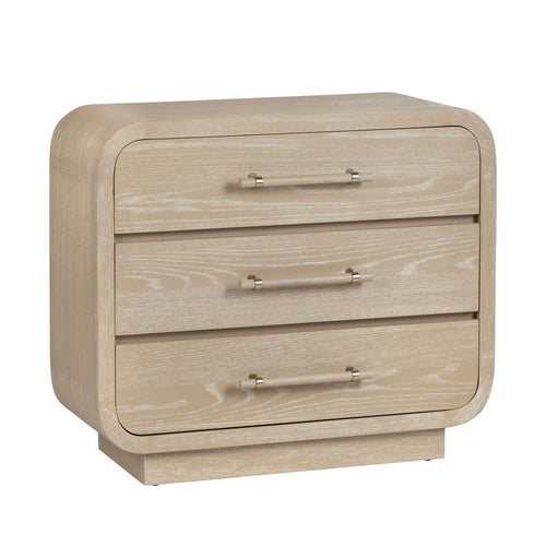 Crestview Bry Accent Chest Nightstand| 3 Drawers w Handles | Tan Brown