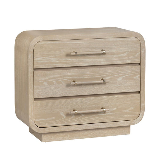 Crestview Bry Accent Chest Nightstand| 3 Drawers w Handles | Tan Brown