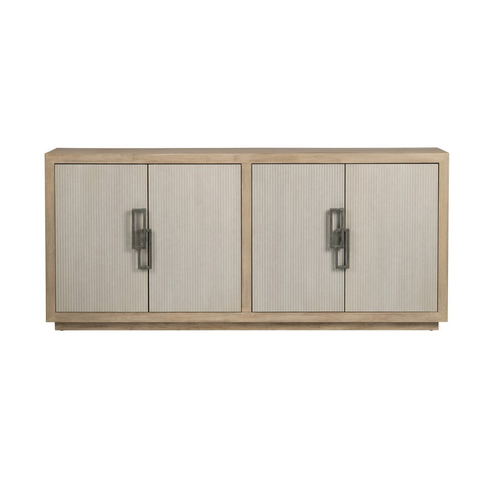 Crestview Hex Sideboard Buffet Cabinet | 80’’ | 4 Cream Doors | Tan CCL-CVFDR1217