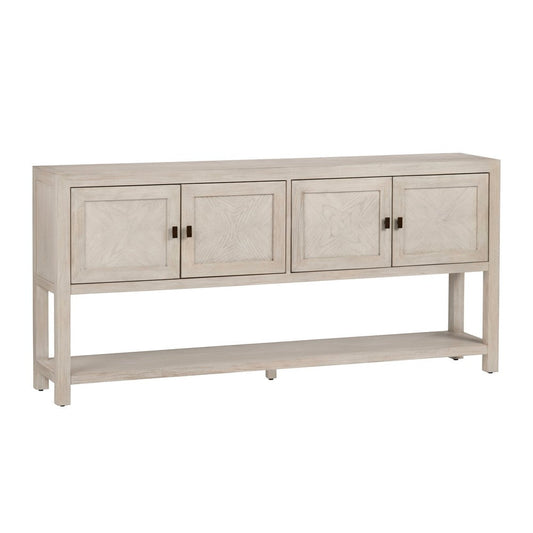 Crestview Saly Sofa Console Table | 72" | 4 Doors & Shelf | Light Gray