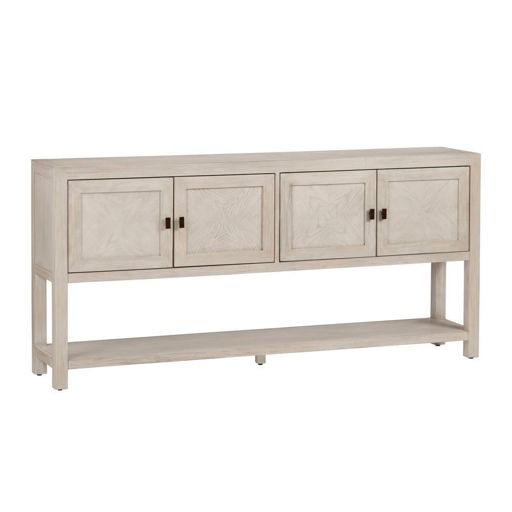 Crestview Saly Sofa Console Table | 72" | 4 Doors & Shelf | Light Gray