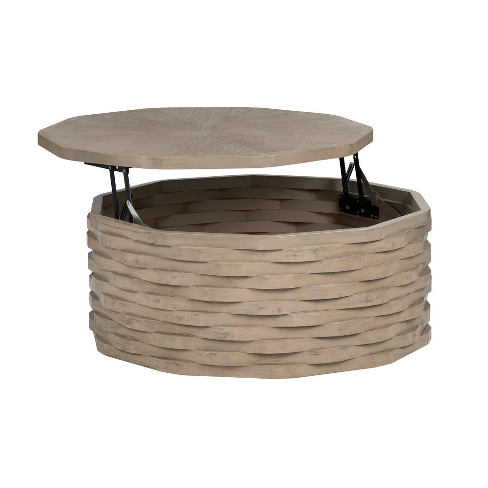 Crestview Baky Coffee Table | 39’’ Lift Top | Beige Interwoven Art Base CCL-CVFDR1220