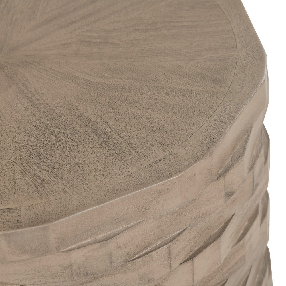Crestview Baky Side End Table | 21’’ Round | Beige Interwoven Art Base CCL-CVFDR1221