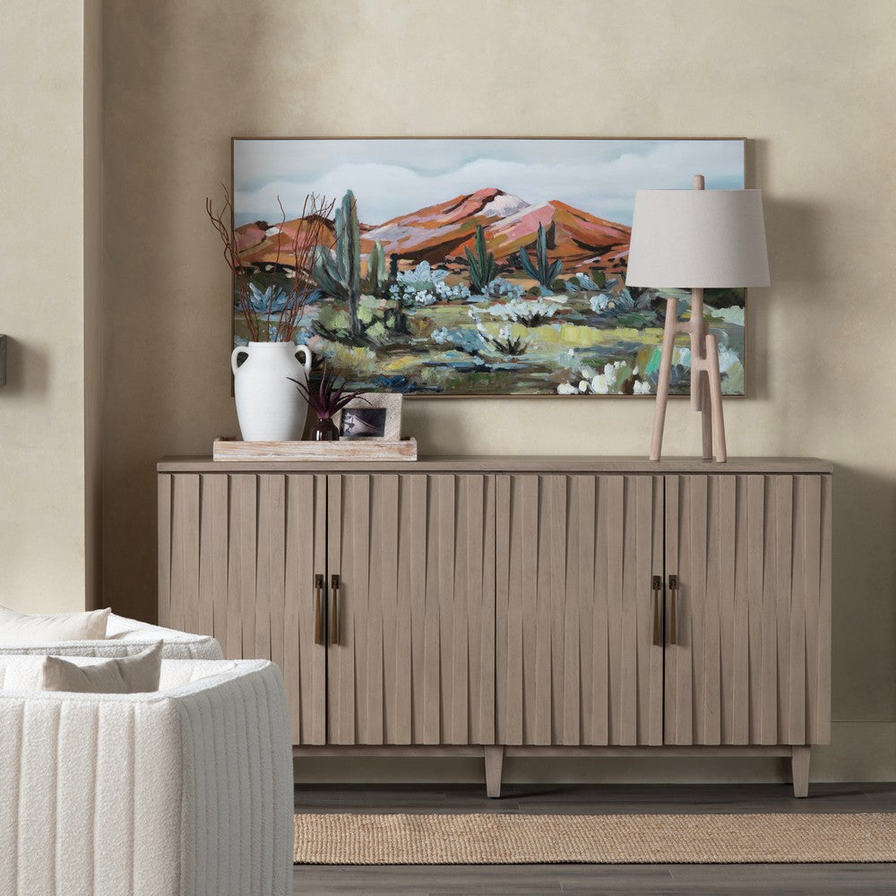 Crestview Tely 4 Door Sideboard Buffet Cabinet | 76" | Tan Brown