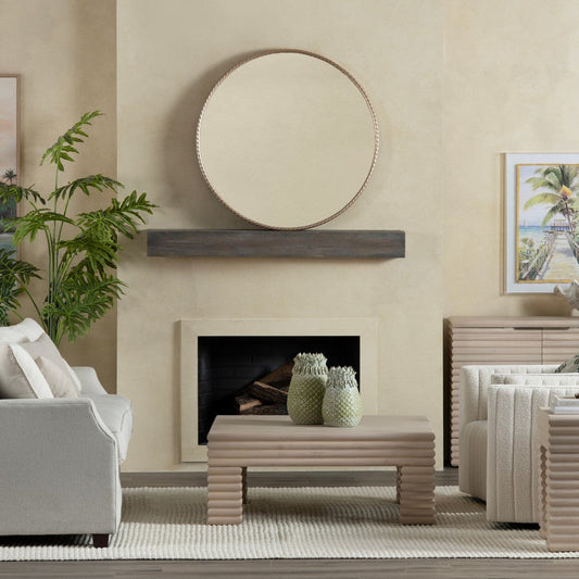 Crestview Pia Coffee Table | 42" Square Top | Cream Reeded Base