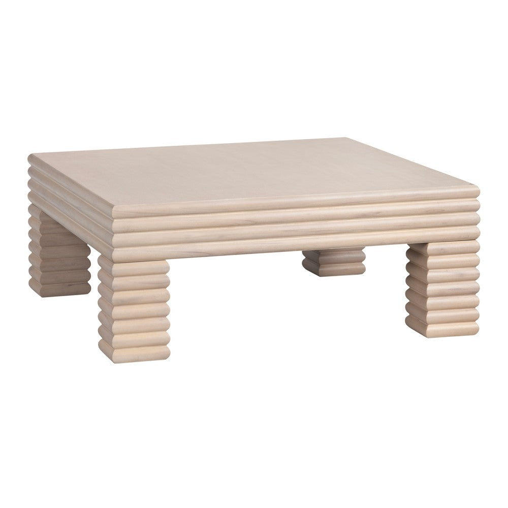 Crestview Pia Coffee Table | 42’’ Square Top | Cream Reeded Base CCL-CVFDR1224