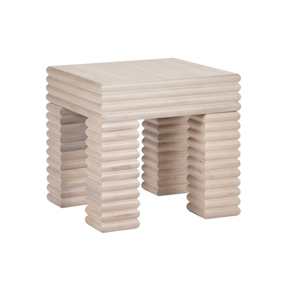 Crestview Pia Side End Table | 24’’ Square Top | Cream Reeded Base CCL-CVFDR1225